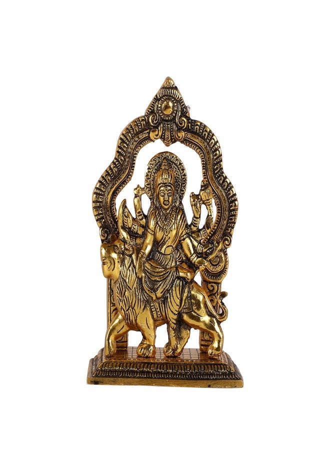 HEYEARTH Sherawali Maa Murti|Durga MATA Idol|MATA Rani Murti for Car Dashboard|Showpiece for Home Decor|Durga Maa Idol for Mandir Pooja|Religious Idols Figurines (Gold), 6.3 x 4.3 Cm - Image 2